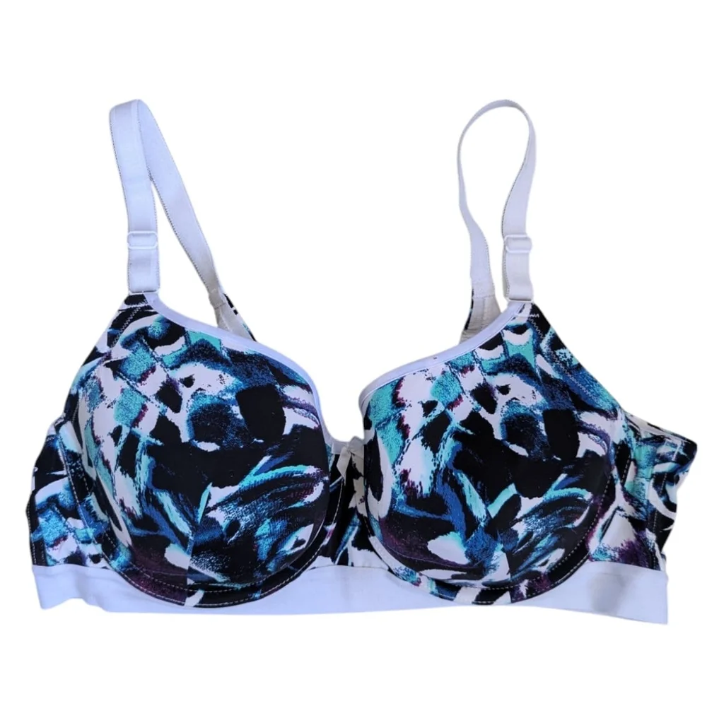Torrid Curve Abstract Butterfly 🦋 Blue & Black Full Cvrge Bra W Underwire - Picture 3 of 9